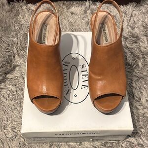 Steve Madden Brown Peep Toe Slingback Heels